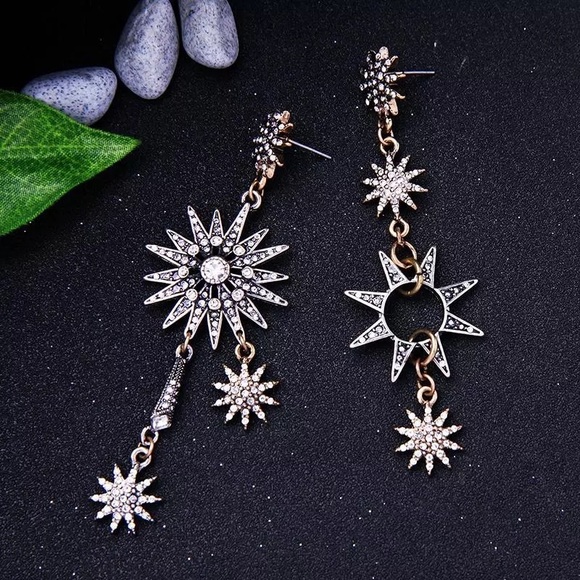 Free People Jewelry - Gold and Silver Rhinestone Mismatched Earrings